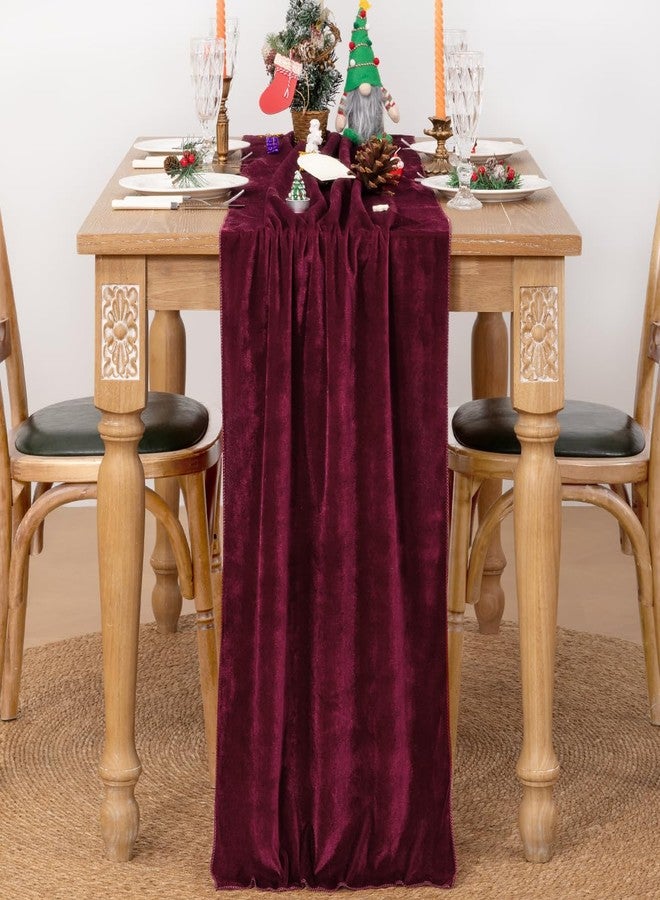 MLMC Velvet Table Runner 10ft Luxury Velvet Fabric Elegant Xmas Table Decor 20x120 Inches for Wedding Christmas New Year Winter Home Decor, Burgundy Red - Image 3
